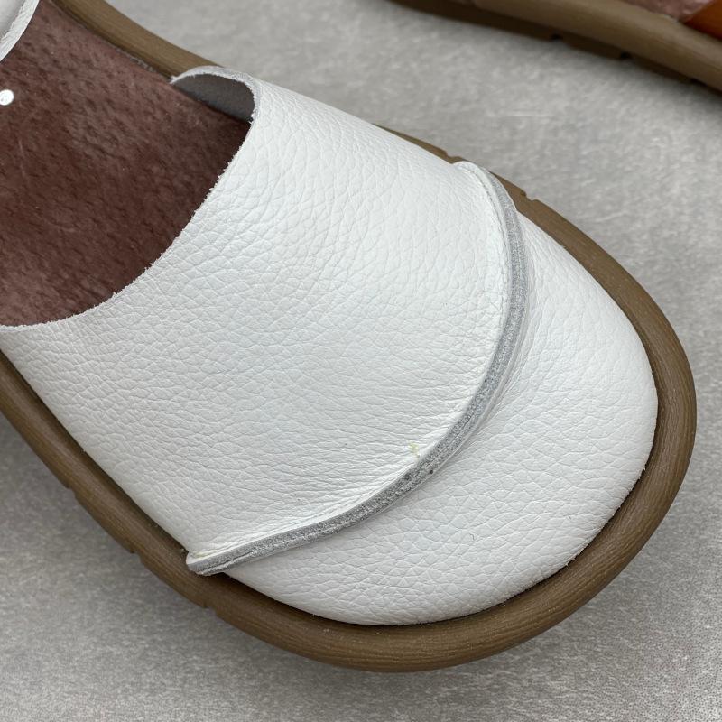 Johnature Sandálias rasteiras retrô artesanais de couro genuíno, casuais, versáteis, confortáveis, sola macia, sapatos femininos
