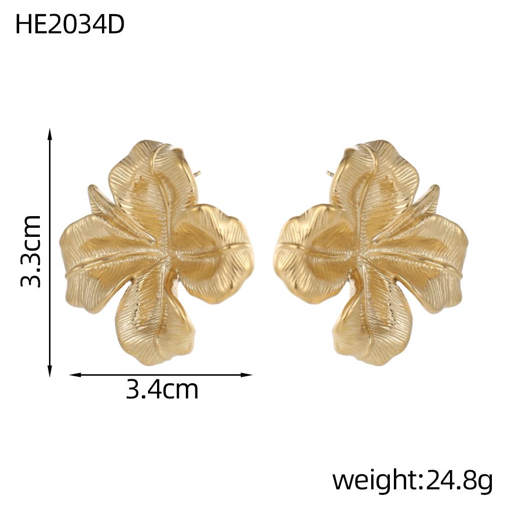 CARLIDANA Irregular Exaggerated Flower Stud Earrings Geometric Chunky Vintage Waterproof Stainless Steel Gold Plated for Women
