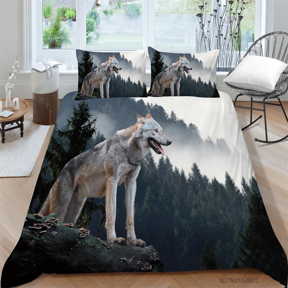 Sada povlaků na přikrývku Wolf Bytový textil s povlakem na polštář Zvířátka Sada povlaků na přikrývku King size povlečení