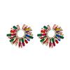 Flower Shaped Alloy Earrings With Colorful Water Drill For Evening Wear And Party Accessory