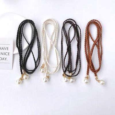 Retro Pu Geflochtener Perlengürtel Taillenkette Vielseitiger Damen Lederseilbund Taillenseil Jeans Kleider Bekleidungszubehör