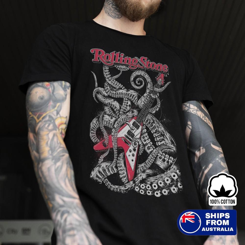 

26 Rolling Stone Band T-Shirt Guitar and Tentacles Classic - Men s & Women s Unisex T-Shirt XXXXL
