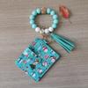 Wristlet Keychain Wallet Credit Card Holder Keyring Keychain Thin Purse Bangle Tassels Key Rings for Women Girls Gift