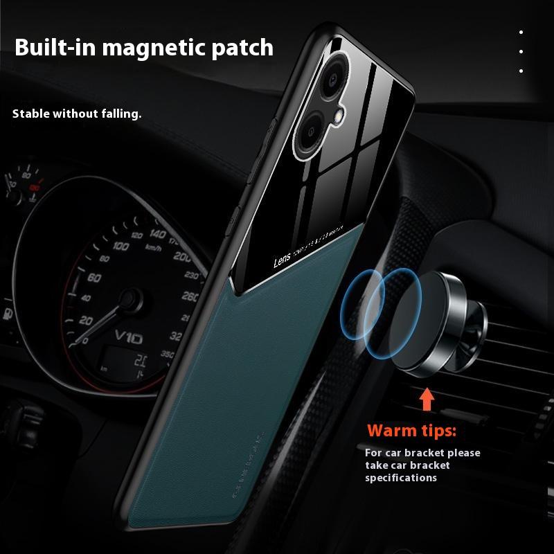 

For Samsung Galaxy A06 4G Case Leather Coated PC+TPU Phone Back Cover Black