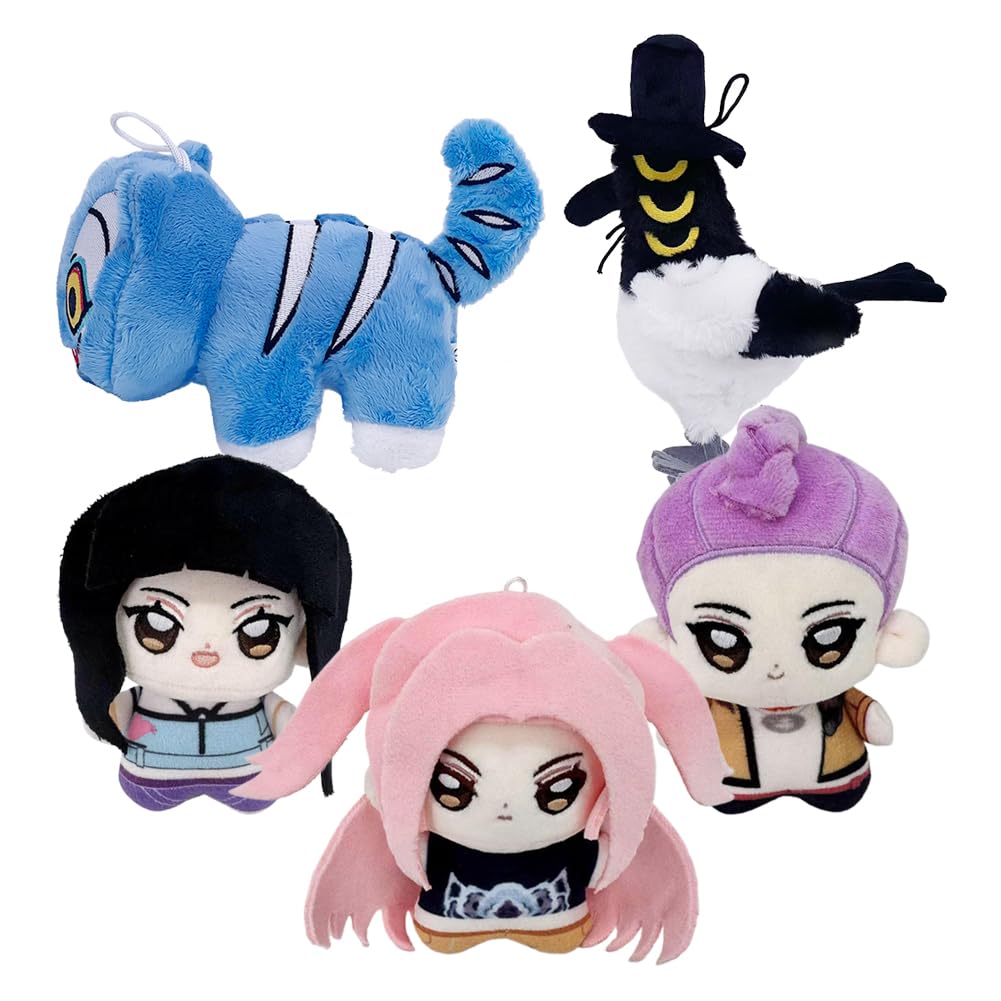K-Pop Girls Demon Hunters Plush Toys: Rumi, Mila, and Zoe. Fluffy Blue Tiger and Magpie Dolls. Cute, Lightweight, and Perfect for Birthdays,