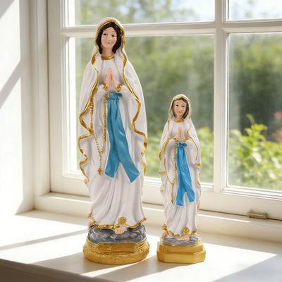 Standing Virgin Mary Statue Blessed Our Lady of Grace Resin Figurine Sculpture Religious Prayer Room Decoration Ornament Christian Catholic Gifts