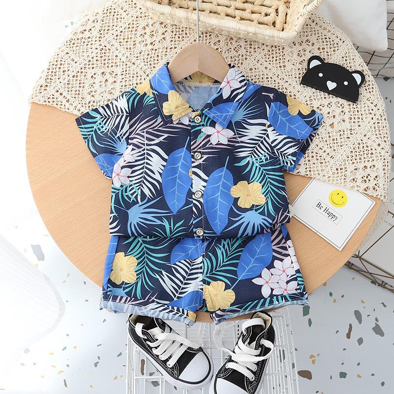 Handsome Boys Summer Clothes Children's Clothing Men's Small And Medium-sized Children's Shirt Korean Girls Short-sleeved Baby Clothes Beach
