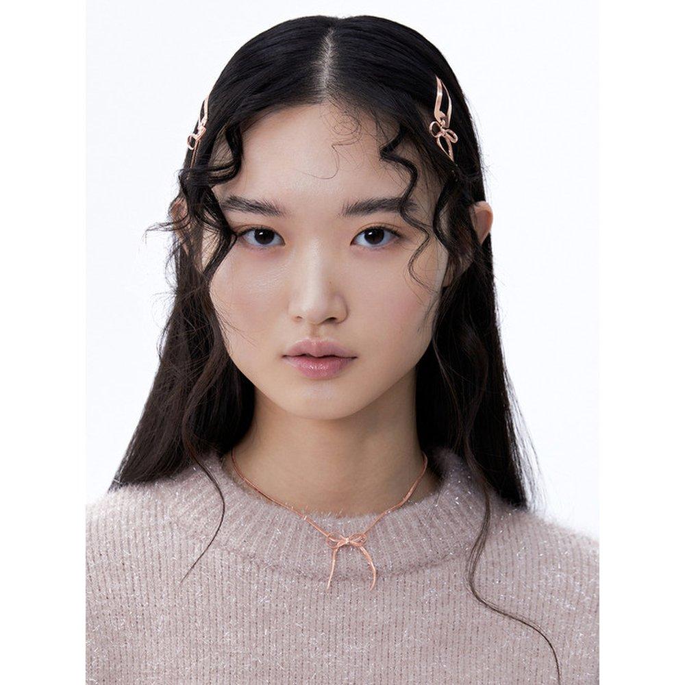 Baby Ribbon Choker Necklace_Pink Gold