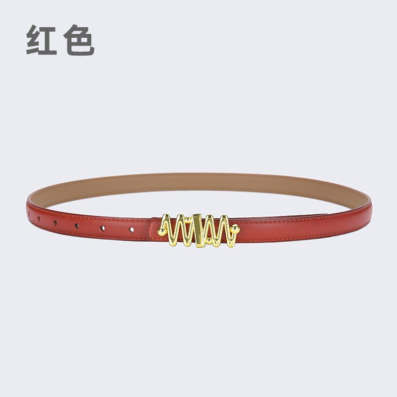 Belt Women'S Jeans Leather Simple Style Decoration Black Casual Thin Belt Tide