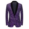 Mens Paisley Embroidered Sequin Suit Jacket Shiny Blazer