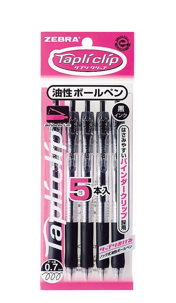 

Zebra Ballpoint Pen Tapuri Clip Black 5 Pieces Oil-Based 0.7 P-BN5-BK5