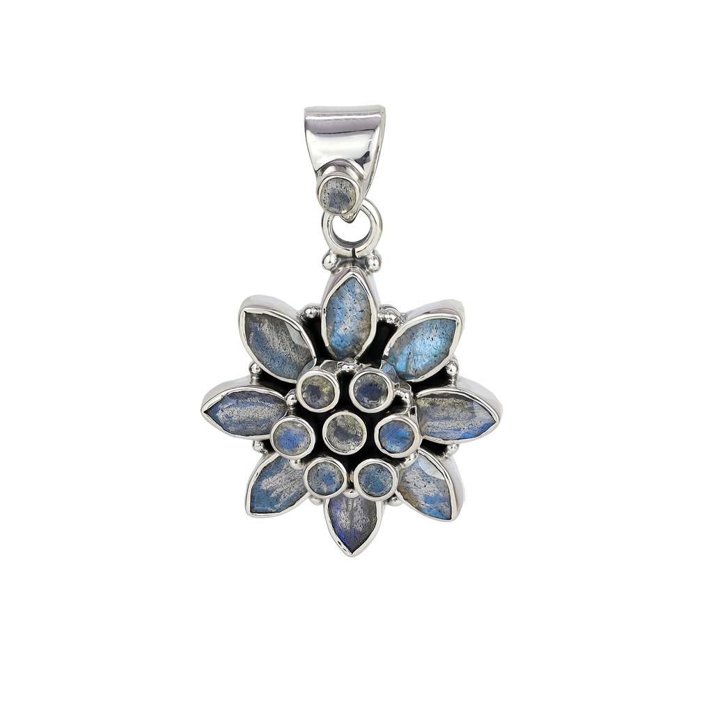 Natural Amethyst Flower Pendant for Women 925 Sterling Silver Pendant