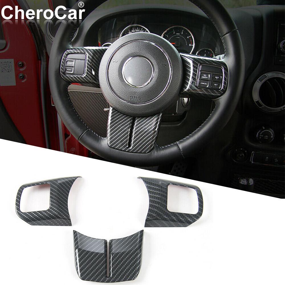 Interior Steering Wheel Cover Trim Kit For Jeep Wrangler 11-17 JK Compass 11-16