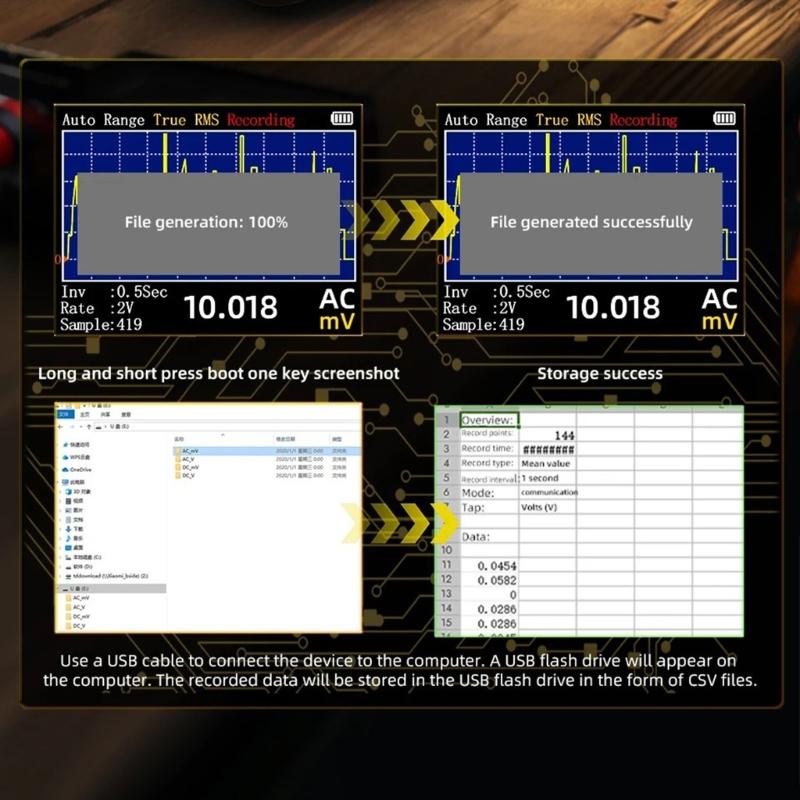 Real Time Waveform Recording Multimeter Temperature Resistance Voltage Continuity Tester High Precisions Multitester
