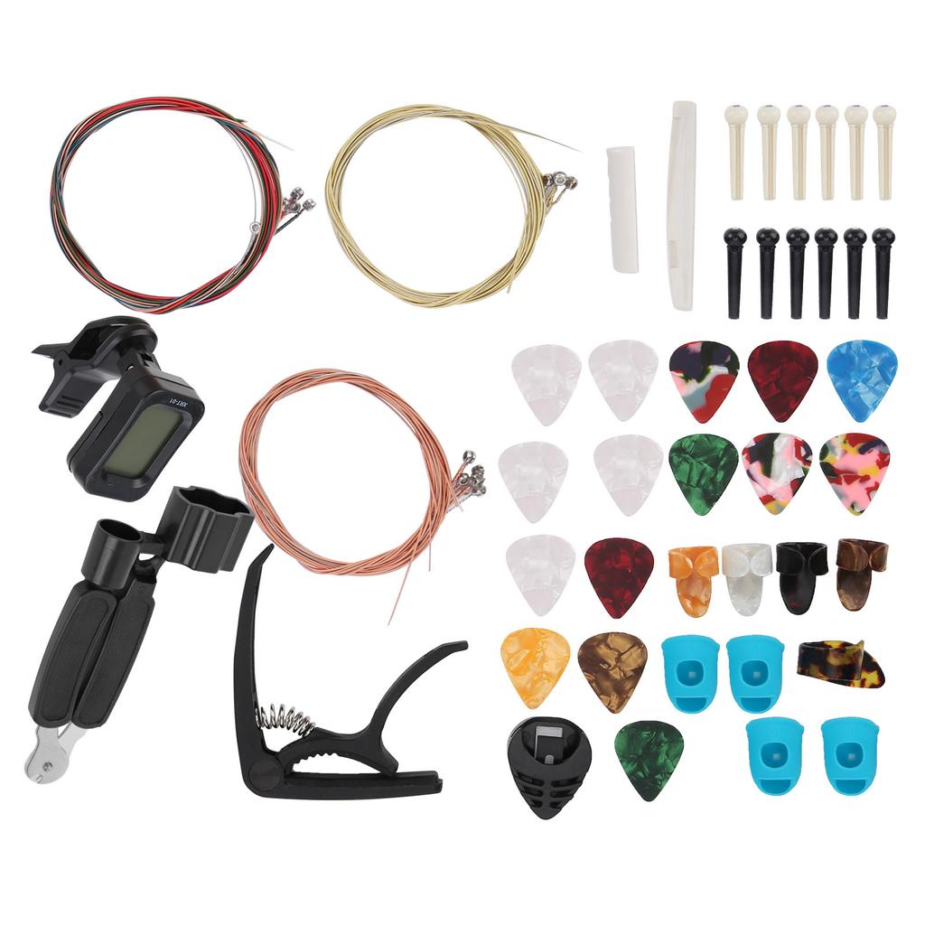 Guitar Accessories Color String Set Tuner Capo Bridge Pins Pick Replacement Playing Tools