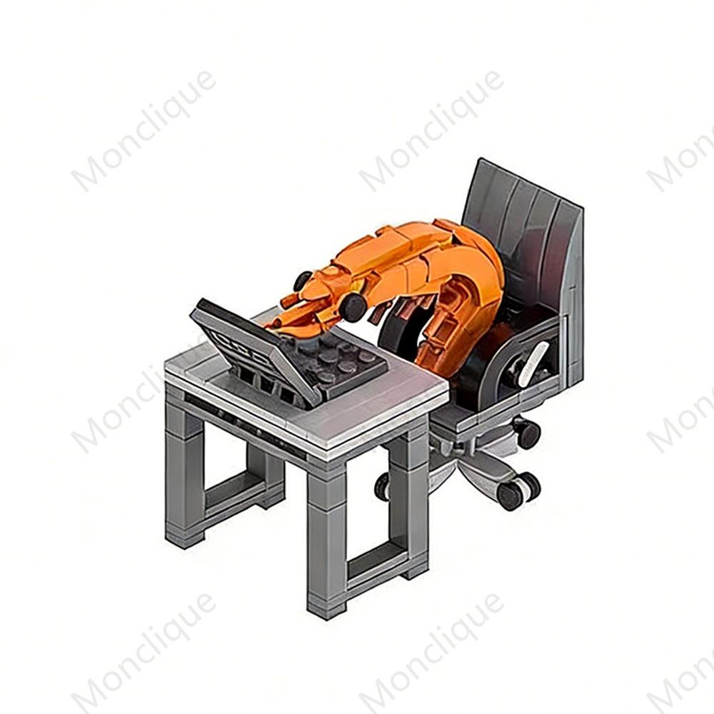 MOC Building Block Shrimp Model Decoration Puzzle Assembly Creative Spoof Toy Set Movable Robot Ornaments New Year Birthday Gift