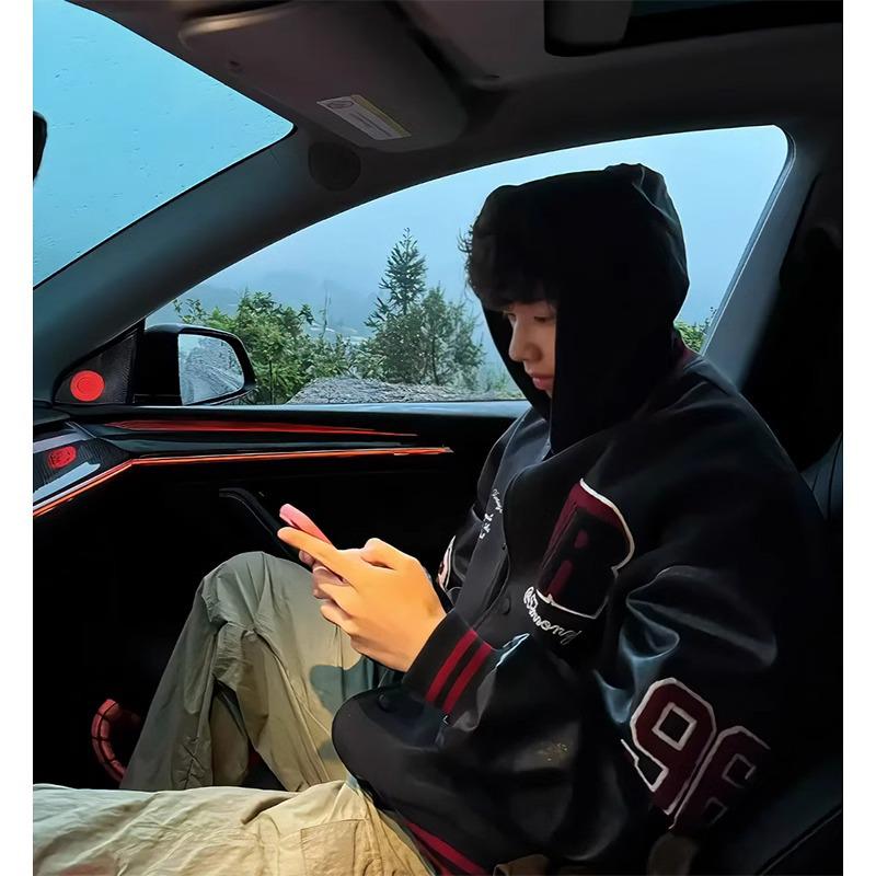 

Men s Retro Embroidered Flight Jacket - Spring/Autumn Trend XXL чёрный