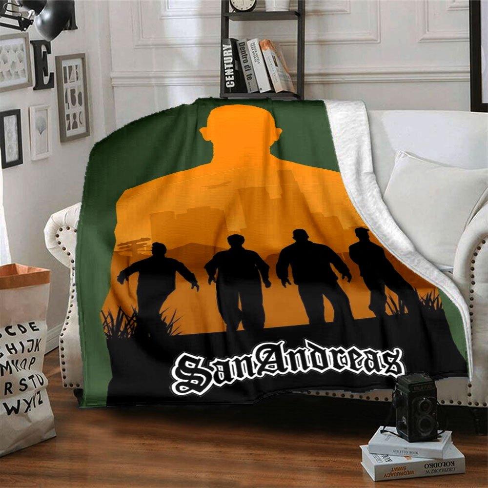 1ks Měkká flanelová deka Grand Theft Auto s designovým potiskem Útulná deka pro všechna roční období, ideální na pohovku, postel, do kanceláře