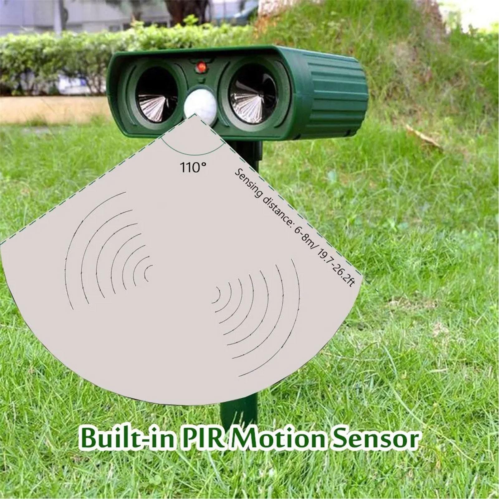 

Солнечный отпугиватель животных Ультразвуковой отпугиватель животных Всепогодный для улицы Ферма Сад Отпугиватель с мигающим светом Движение зелёный