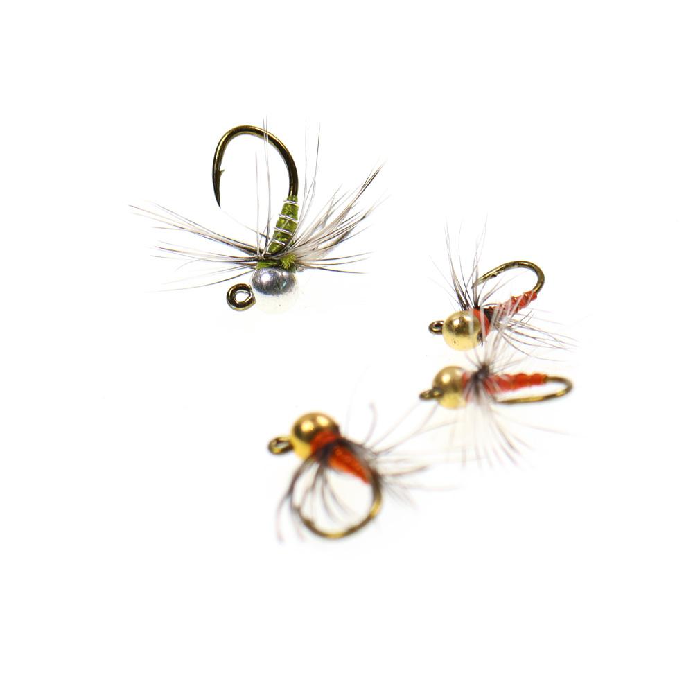 6PCS Tungsten Beadhead Midge Jig Nymph Fast Sinking Fly Fishing Lure for Trout Grayling Euro Nymphing