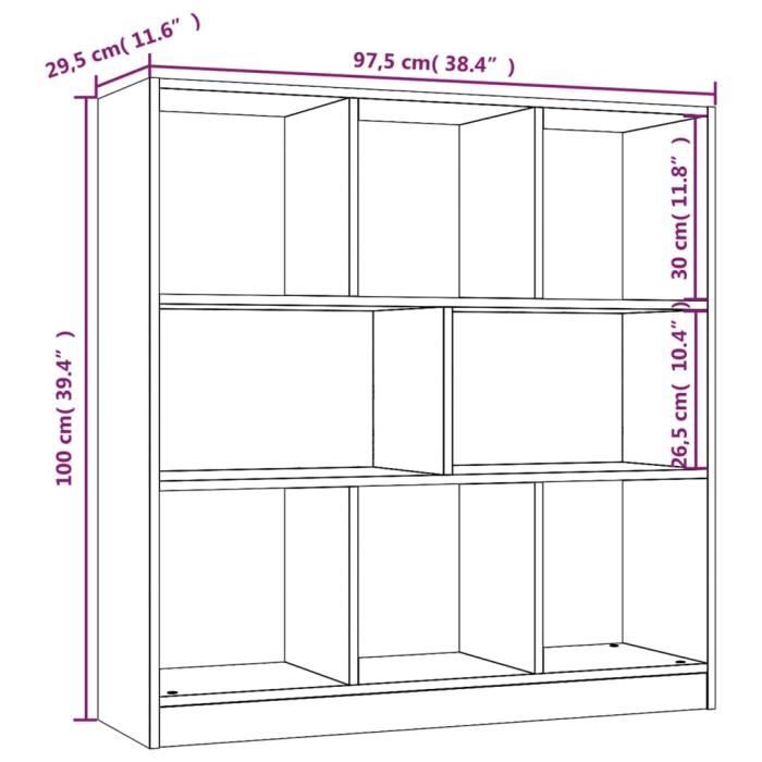VidaXL Bibliothèque Chêne fumé 97,5x29,5x100 cm Bois d'ingénierie 826378
