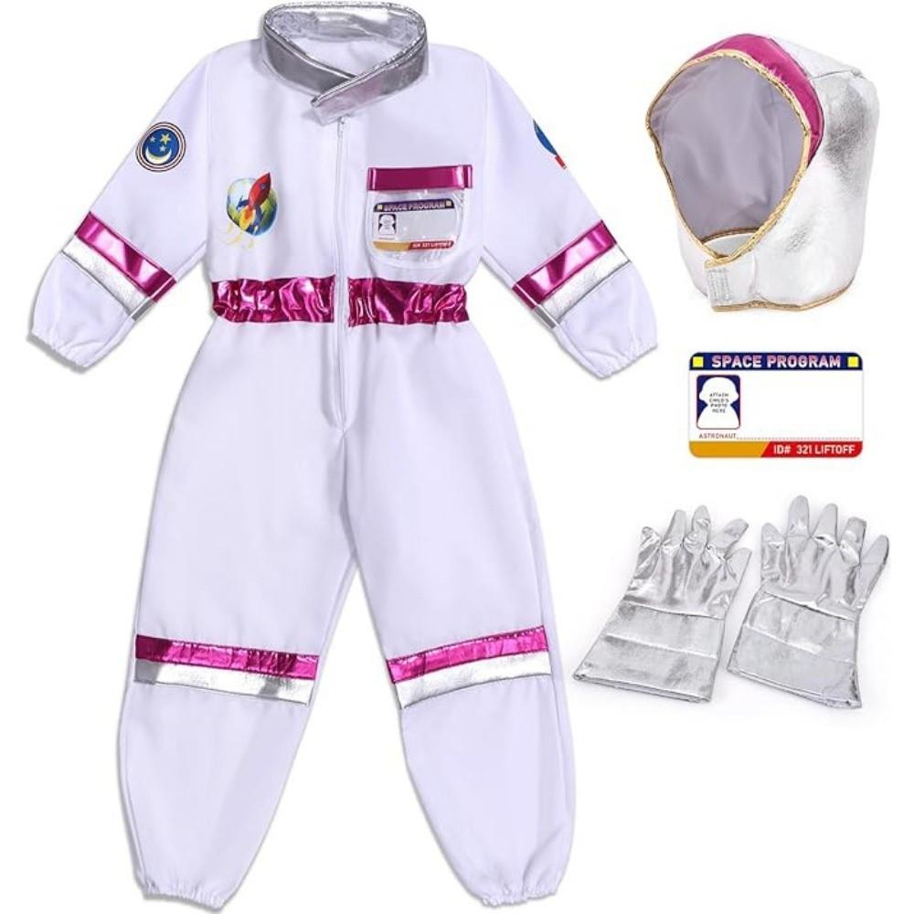 with Gloves Child Spaceman Outfit with Cap Space Suit Rocket Jumpsuit Stage Wear