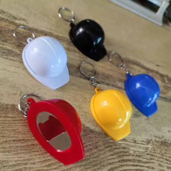 3 st Hjälmformad Nyckelring Mini Bärbar Flasköppnare Metall Hård Glansig Byggarbetsplatsstil Dekorativ Nyckelring