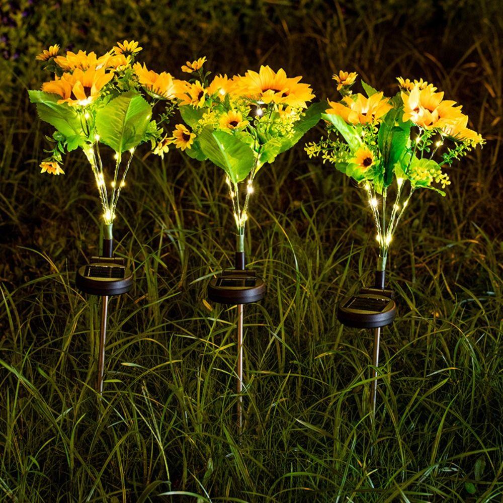 Colorful Design Solar Lawn Lamp Sunflower Shape Landscape Lighting Solar Light  Wedding Decor
