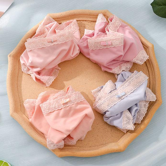 Damen Übergröße Einfarbig Baumwollschritt Unterhosen Weiblich Weich Atmungsaktiv Hüfttief Nahtlos Spitze Slips