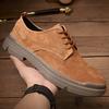 Men's Plus Size British Style Pigskin Leather Casual Lace-up Shoes