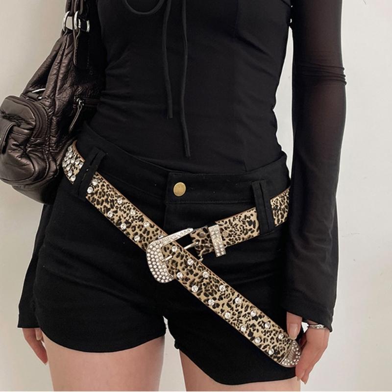 Blingbling Waist Belts for Jeans Pants Heavy Rhinestones Buckle Belt Bandsman
