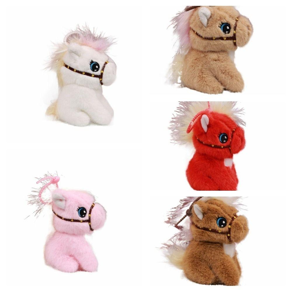 Cartoon Stuffed Animal Keyring Solid Color Zodiac Pony Figurine Year of Horse