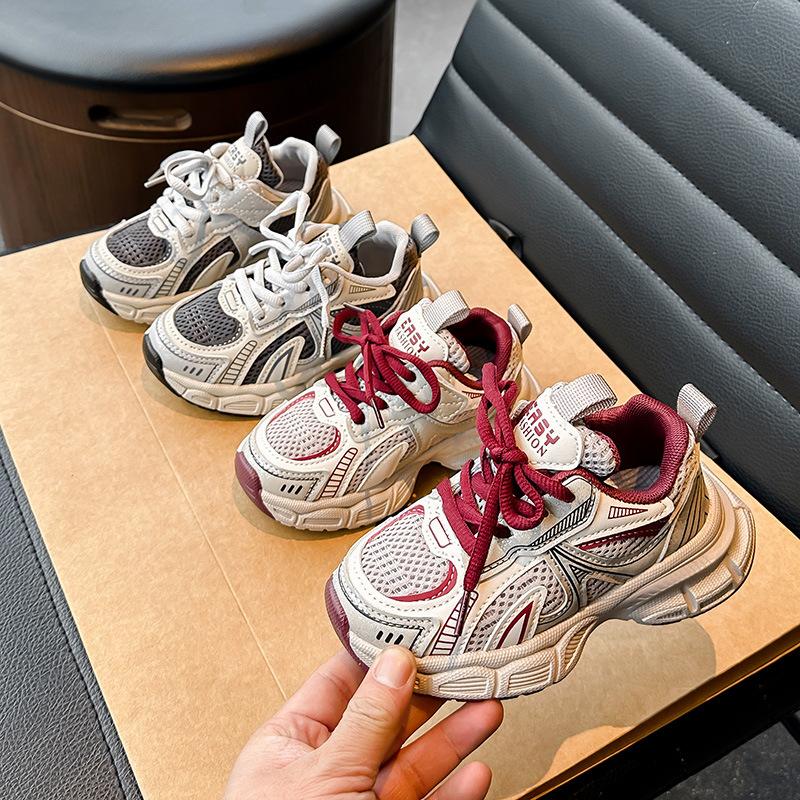 Boys' Fashionable Sneakers, Spring Breathable Mesh Shoes, Girls' Sports Running Shoes, Children's Dad Shoes, Trendy Kids' Casual Shoes