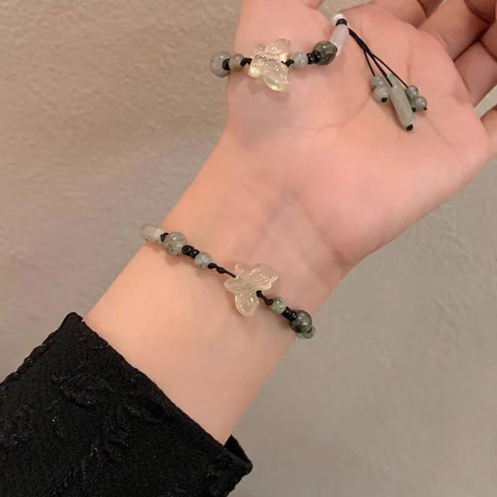 Exquisite Armbänder im antiken Stil, handgewebt aus Bambusabschnitten und runden Perlen, für Frauen, Schritt für Schritt aufsteigender Glücksschmuck