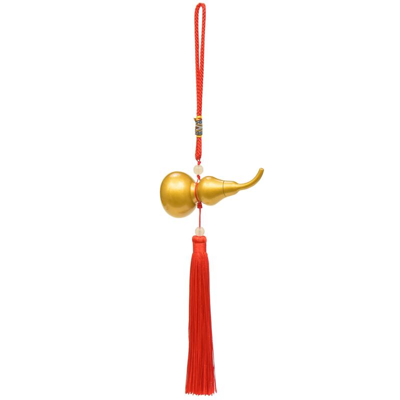 1Pc Traditional Chinese Feng Shui Gourd Brass Mental For Health Enhance Buddhist Good Luck Home Ornament Decor Pendant Keychain