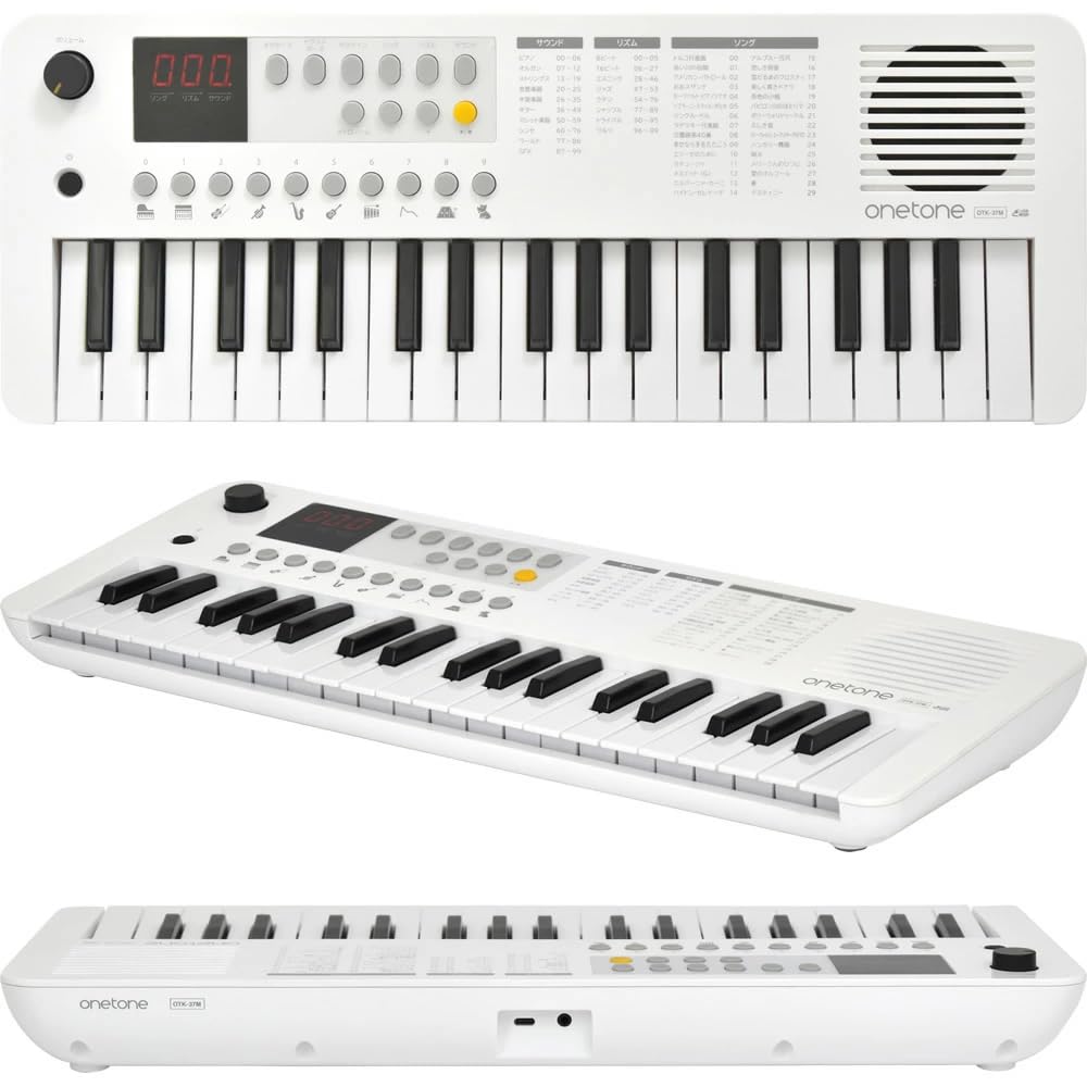 ONETONE One-Tone Electronic Keyboard, Mini 37 Keys, LED Display, USB-MIDI Support, Japanese Language, OTK-37M/WH (USB Cable Included)