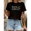 Russian Self Mocking Funny Letter Print T-shirt, Short Sleeve Crew Neck Casual Top for Summer & Spring, Women's Clothing