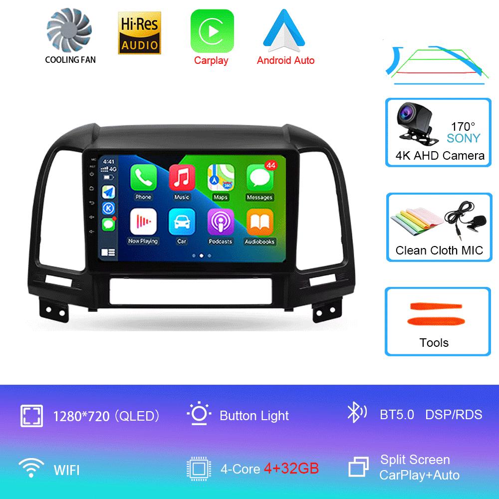 Car Radio Android 14 For Hyundai Santa Fe 2 2006 - 2012 Navigation GPS Multimedia Video Player Stereo wireless Carplay Wifi+4G