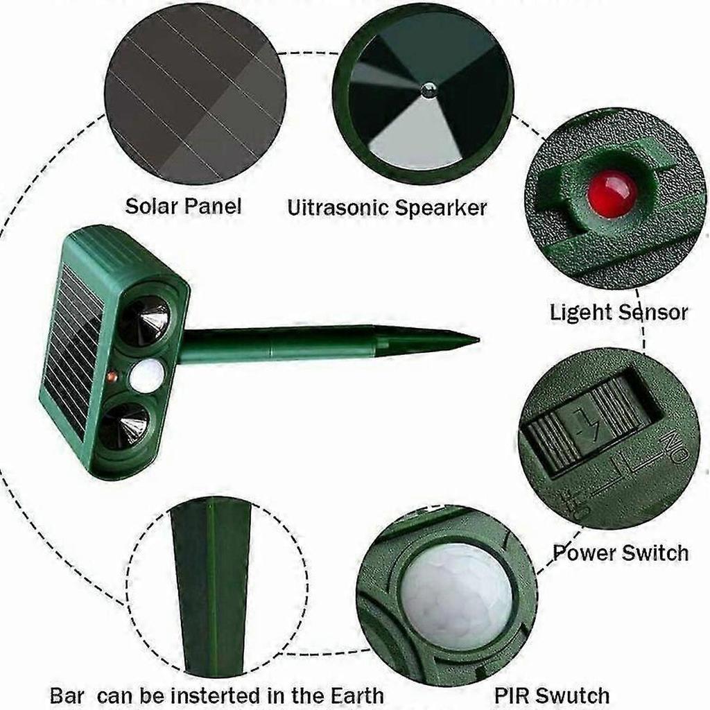 Solar Ultrasonic Cat Repellent Outdoor Cat Repellent Adjustable Sensitivity and Frequency Ultrasound Cat To Repel Pests Garden Protector..DEBUNS