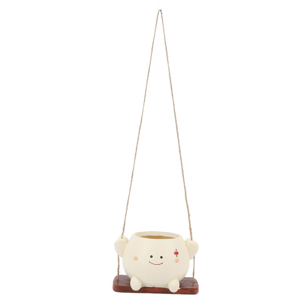 Swing Face Planter Pot Hanging Resin Flower Head Cute Indoor Outdoor Plants Succulent Type B