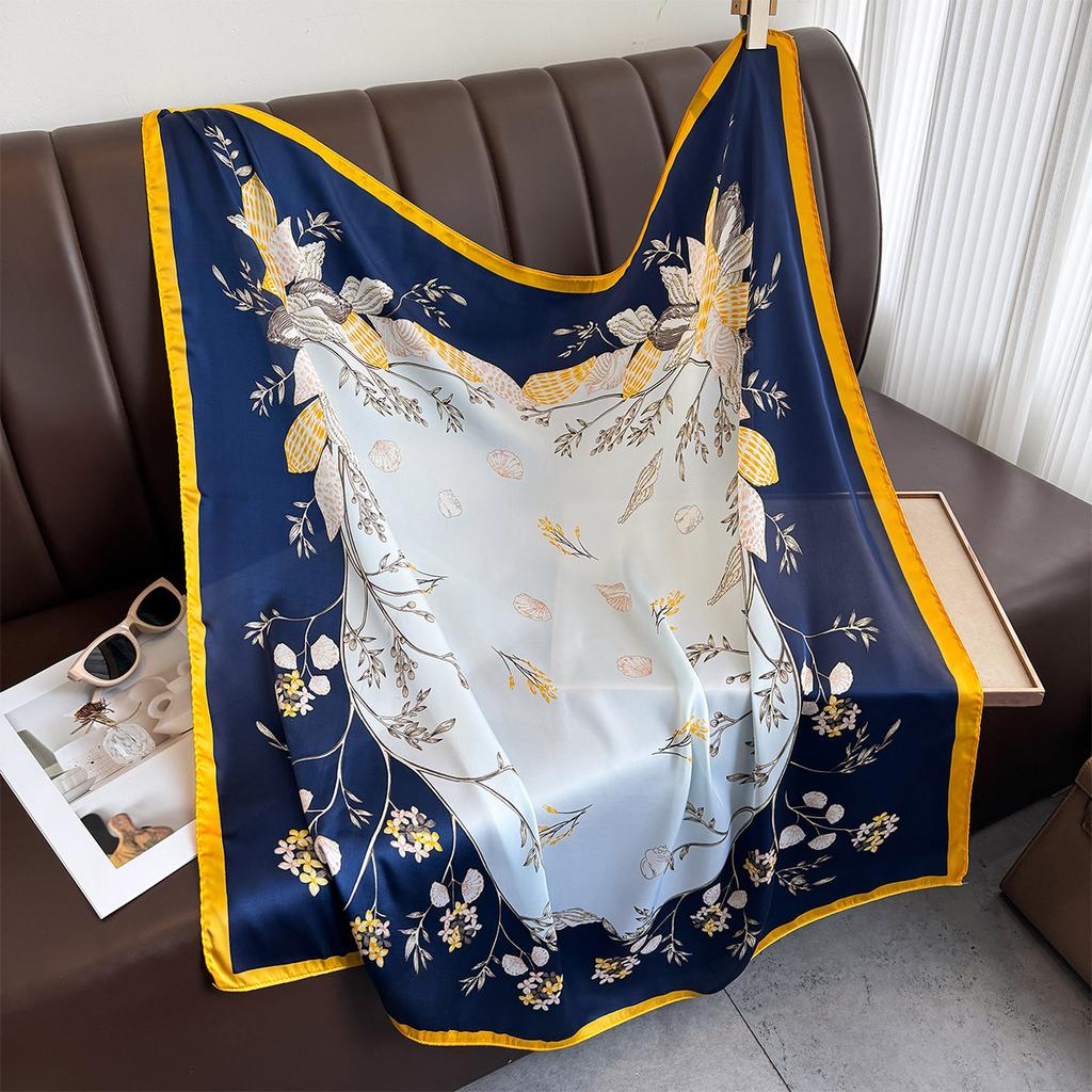 Korean Style Versatile Large Square Scarf for Women, Spring and Summer Sun Protection Outerwear Neck Scarf, Silk Scarf Thin Elegant Neck Tie