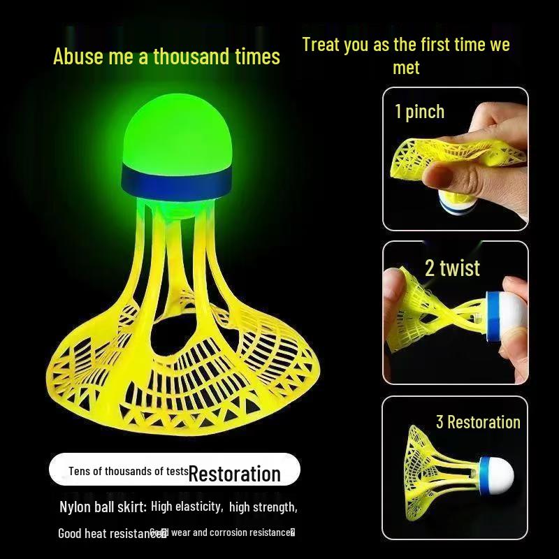 Luminous Outdoor Windproof Nylon Badminton Training Ball - Durable, High Elasticity, Unbreakable with Lights