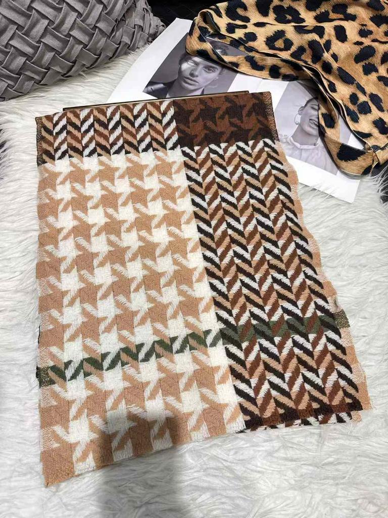BYSIFA|Women Beige Coffee 100% Wool Scarves Pashmina Winter Plaid Warm Long Tassel Scarves Autumn Fashion Wool Cashmere Scarves