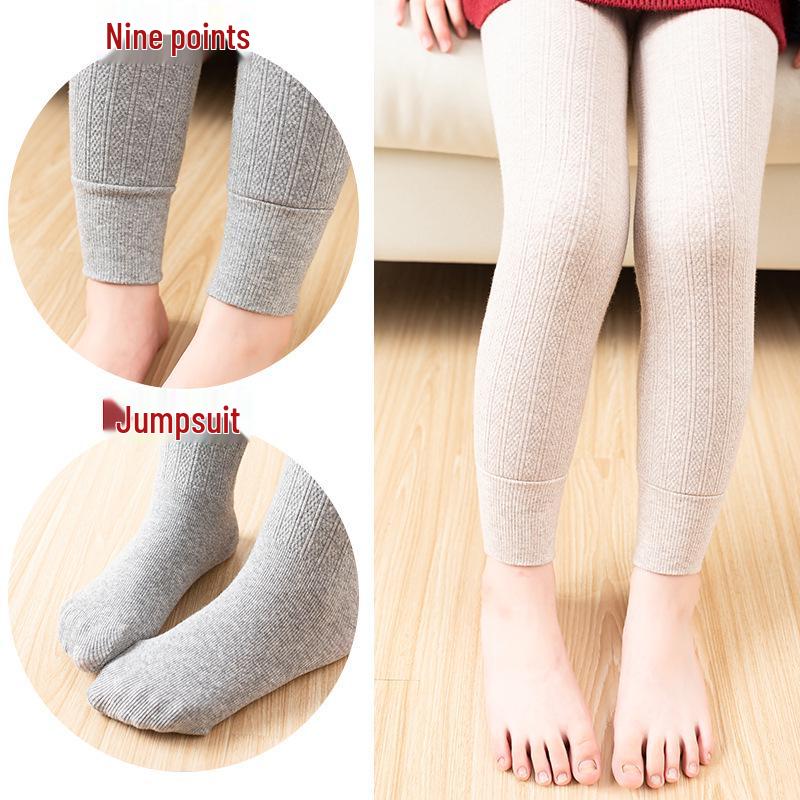 Girls' Cozy Thermal Cable Knit Fleece Leggings - Slim Fit, Thickened for Winter Warmth