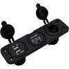 Doppel-USB-Buchsen-Ladegerät + LED-Voltmeter + 12V / 24V Stromsteckdose 3 in 1 Multifunktions-Drei-Loch-Panel für LKW Anhänger Boot Wohnwagen Wohnmobil