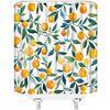 Lemon Shower Curtain Green Leaves Watercolor Fruits Plant Modern Minimalistic Botanical Bathroom Decor Curtain with Hooks,Green Orange