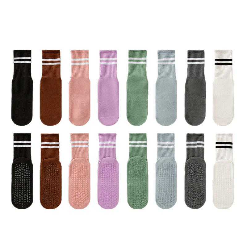 Women's Non-Slip Mid-Calf Yoga Socks with Silicone Grip - Breathable for Indoor Fitness & Pilates