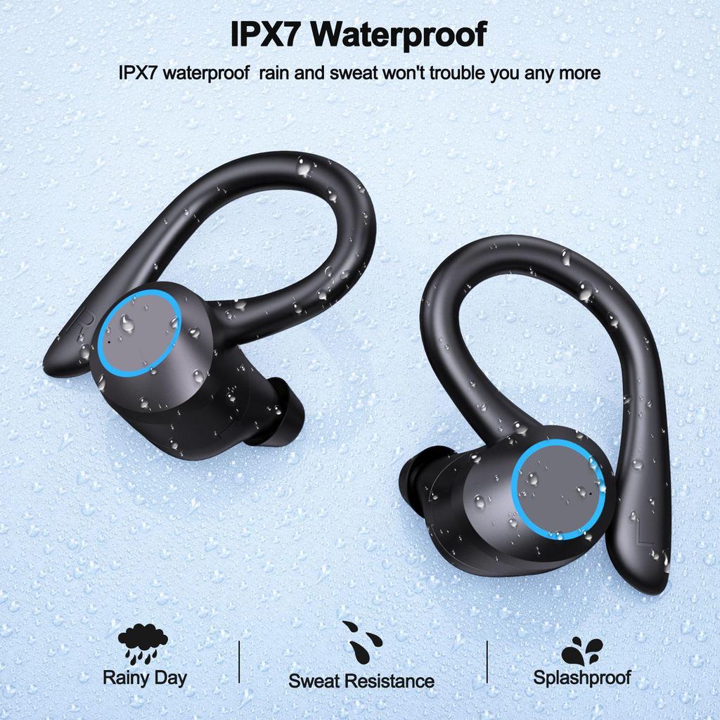 אוזניות ספורט אלחוטיות בלוטות' נוחות במיוחד עם ביטול רעשים, עיצוב וו לאוזן וחיי סוללה ארוכים