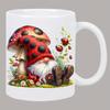 Cute Gnome Ceramic Mug - Adorable Mushroom and Ladybug Design, Perfect Gift for Coffee and Tea Lovers, Unique Novelty Present