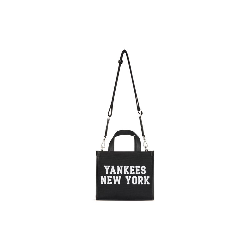 MLB New York Yankees Casual College Stijl Pendelaar Polyester Katoen Tote Tas Boodschappentas Schouder Crossbody Handtas Portemonnee 3AORS024N-50BKS Black gray